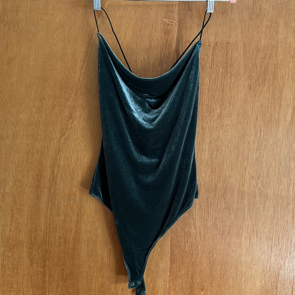 Abercrombie & Fitch Velvet Asymmetrical Cowlneck Bodysuit